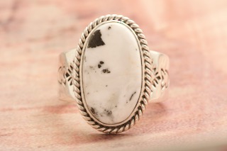 Genuine White Buffalo Turquoise Sterling Silver Navajo Ring